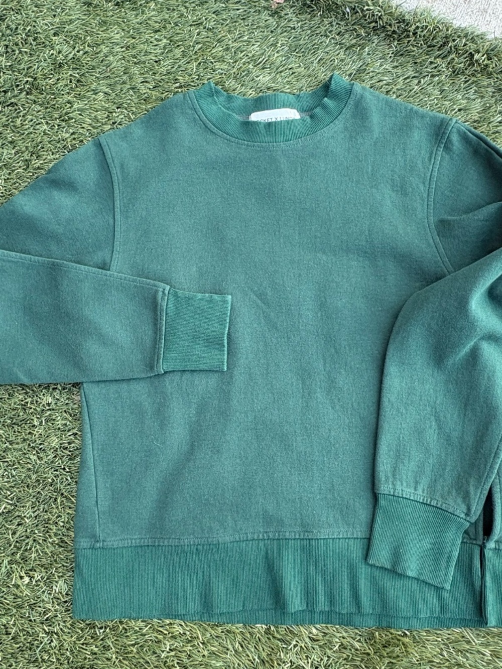 Rocket x Lunch | Forest Green Side-Zip Crewneck Sweatshirt | Size S